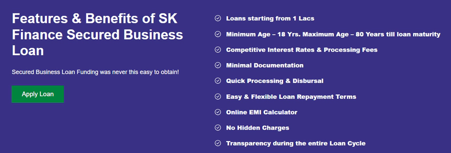 Features & benefits of Secured business loan